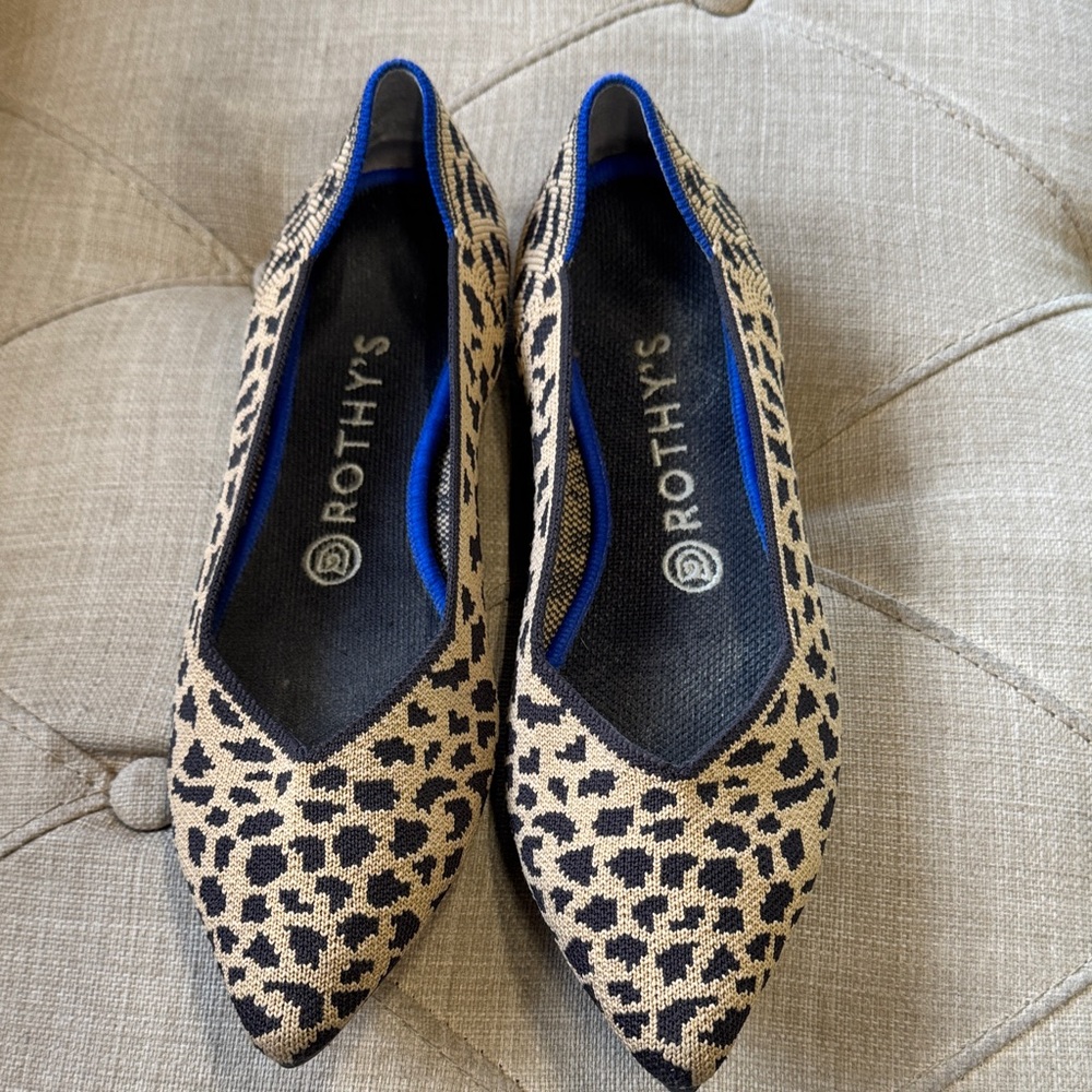 Rothy’s Pointed Toe Leopard Print Flats | Washable Sustainable Shoes